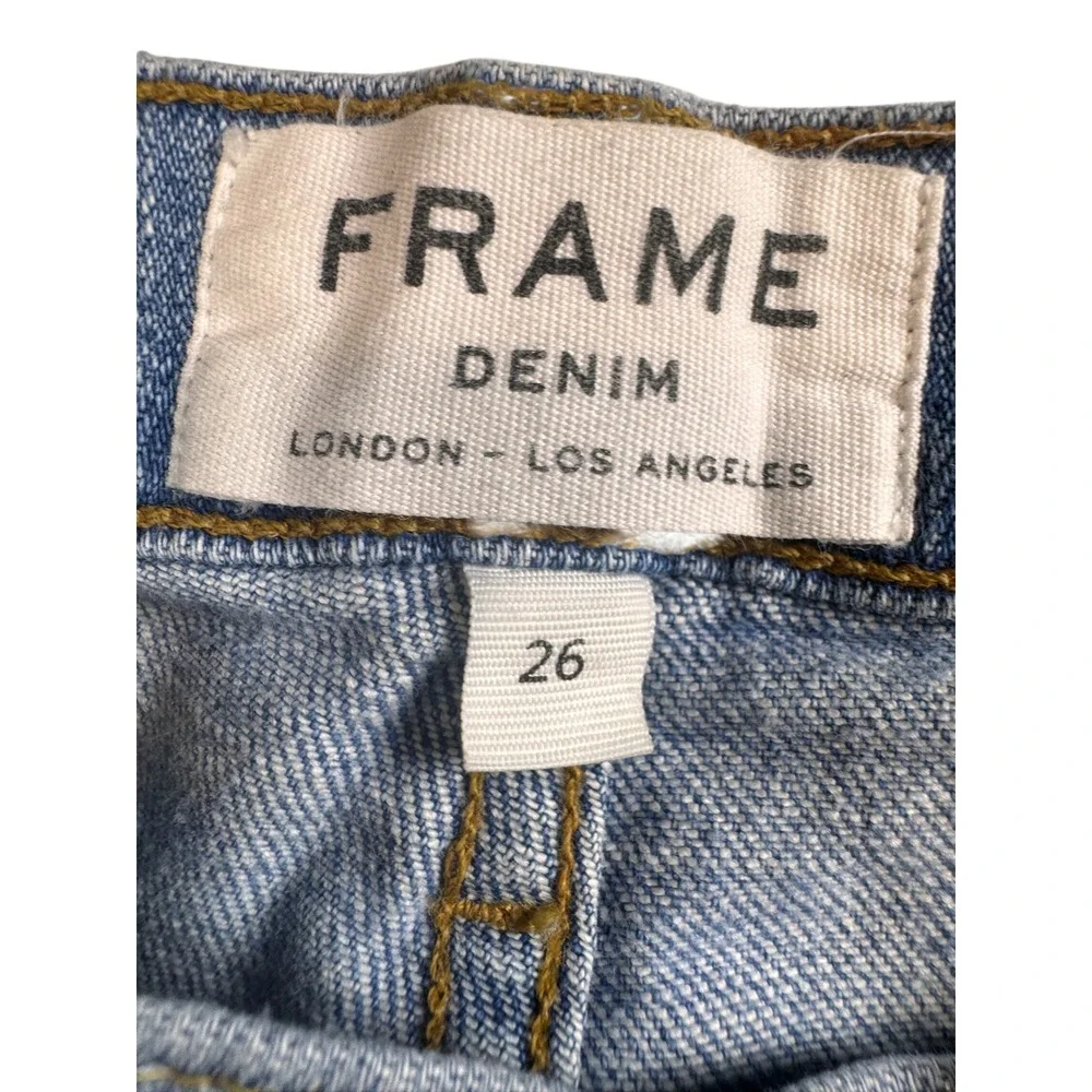 FRAME Denim Le High Straight Leg Jeans Size 26 Distressed Light Wash Jeffrey - Picture 4 of 11